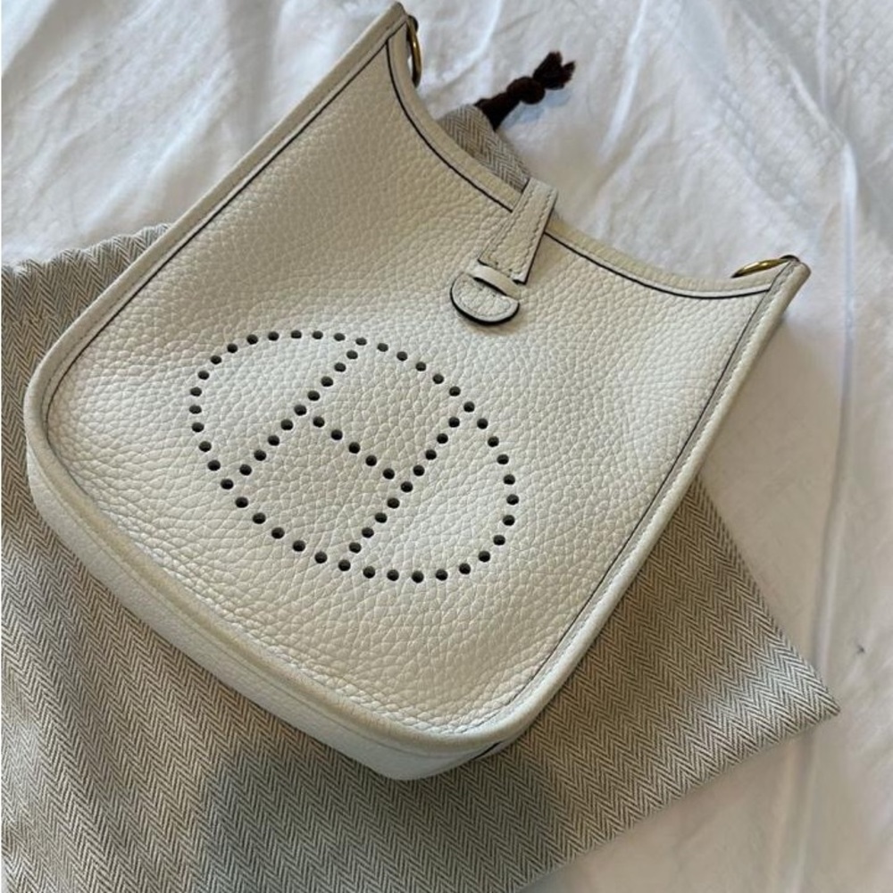 Hermes Cream Leather Shoulder Bag